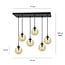 Emibig Emibig Glostrup brede zwarte 6 lamp hanglamp met amber gekleurd glas voor E14 lampen - Creëer een warme sfeer in uw interieur