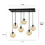 Emibig Emibig Glostrup large lampe suspendue noire à 6 lampes avec verre coloré ambre pour lampes E14 - Créez une atmosphère chaleureuse dans votre intérieur