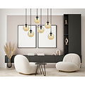 Lampe suspendue Glostrup large noire à 6 lampes avec verre de couleur ambre pour lampes E14