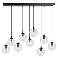 Glostrup 9 fallende Kugeln von 14 cm für über dem Tisch, transparent mit E14-Lampen