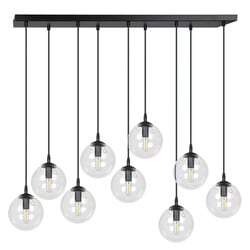 Emibig Glostrup 9 falling balls of 14 cm for above the table, transparent with E14 lamps