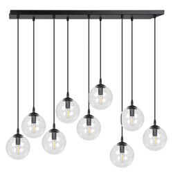 Glostrup 9 fallende Kugeln von 14 cm für über dem Tisch, transparent mit E14-Lampen
