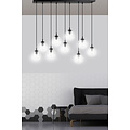 Glostrup 9 fallende Kugeln von 14 cm für über dem Tisch, transparent mit E14-Lampen