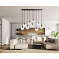 Glostrup 9 falling balls of 14 cm for above the table, transparent with E14 lamps