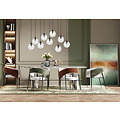 Glostrup 9 fallende Kugeln von 14 cm für über dem Tisch, transparent mit E14-Lampen