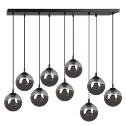 Emibig Glostrup noire 9 lampes suspension avec verre fumé pour lampes E14
