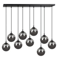 Emibig Glostrup zwarte 9 lamp hanglamp met gerookt glas voor E14 lampen