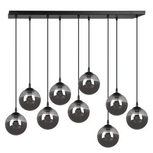 Emibig Glostrup lámpara colgante negra de 9 luces con vidrio ahumado para lámparas E14