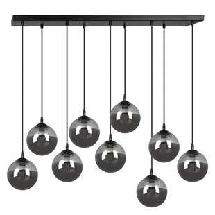 Emibig Glostrup noire 9 lampes suspension avec verre fumé pour lampes E14