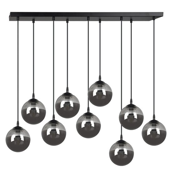 Emibig Emibig Glostrup black 9 lamp hanging lamp with smoked glass for E14 lamps - Ideal for creating a cozy atmosphere