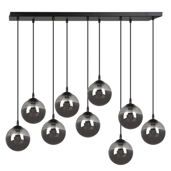 Emibig Emibig Glostrup lámpara colgante negra de 9 luces con vidrio ahumado para lámparas E14 - Ideal para crear un ambiente acogedor