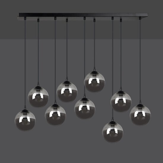 Emibig Emibig Glostrup black 9 lamp hanging lamp with smoked glass for E14 lamps - Ideal for creating a cozy atmosphere