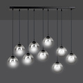 Glostrup black 9 lamp hanging lamp with smoked glass for E14 lamps