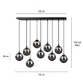 Emibig Emibig Glostrup zwarte 9 lamp hanglamp met gerookt glas voor E14 lampen - Perfect voor een sfeervolle keuken