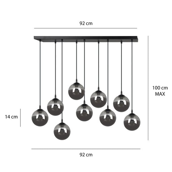 Emibig Emibig Glostrup black 9 lamp hanging lamp with smoked glass for E14 lamps - Ideal for creating a cozy atmosphere