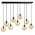 Glostrup brede zwarte 9 lamp hanglamp met amber gekleurd glas voor E14 lampen