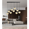 Lampe suspendue Glostrup large noire à 9 lampes avec verre de couleur ambre pour lampes E14