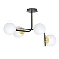 Emibig Emibig Tampere grande lampe de plafond noire et dorée avec bras courbés et 4x E14 dans une ampoule blanche - Éclairage idéal pour les intérieurs modernes