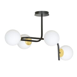 Emibig Tampere grande lampe de plafond noire et dorée avec bras courbés et 4x E14 dans une ampoule blanche