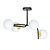 Tampere large black and gold ceiling lamp with curved arms and 4x E14 in a white bulb