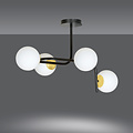 Tampere large black and gold ceiling lamp with curved arms and 4x E14 in a white bulb