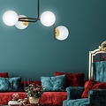 Tampere large black and gold ceiling lamp with curved arms and 4x E14 in a white bulb