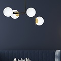 Tampere large black and gold ceiling lamp with curved arms and 4x E14 in a white bulb