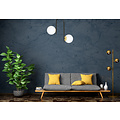 Tampere curved black and gold ceiling lamp with 2 glass white bulbs E14