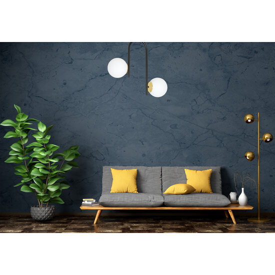 Tampere curved black and gold ceiling lamp with 2 glass white bulbs E14