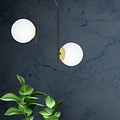 Tampere curved black and gold ceiling lamp with 2 glass white bulbs E14