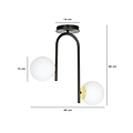 Tampere curved black and gold ceiling lamp with 2 glass white bulbs E14