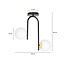 Tampere curved black and gold ceiling lamp with 2 glass white bulbs E14