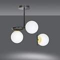 Tampere plafondverlichting zwart en goud met 3 witte bollen voor E14