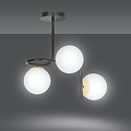 Tampere plafondverlichting zwart en goud met 3 witte bollen voor E14