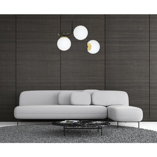 Plafonnier Tampere noir et doré avec 3 ampoules blanches pour E14