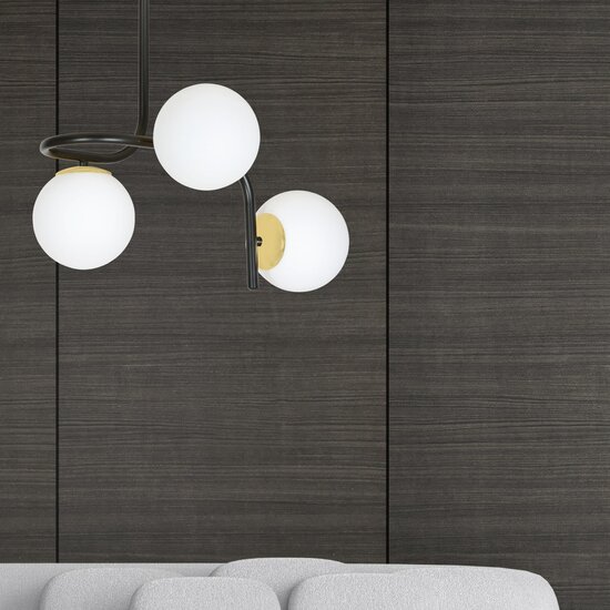 Tampere ceiling lighting black and gold with 3 white bulbs for E14