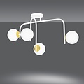 Espoo special white and gold ceiling lamp with curved arms and 4x E14 in a white bulb