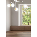 Espoo special white and gold ceiling lamp with curved arms and 4x E14 in a white bulb