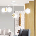 Espoo special white and gold ceiling lamp with curved arms and 4x E14 in a white bulb