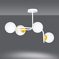 Espoo large white with gold ceiling lamp with curved arms and 4x E14 in a white bulb