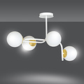 Espoo large white with gold ceiling lamp with curved arms and 4x E14 in a white bulb