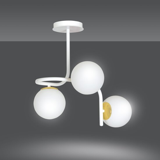 Espoo ceiling lighting white and gold with 3 white bulbs for E14