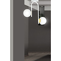 Espoo curved white and gold ceiling lamp with 2 glass white bulbs E14
