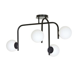 Helsingfors speciale zwarte plafondlamp met gebogen armen en 4x E14 in een witte bol