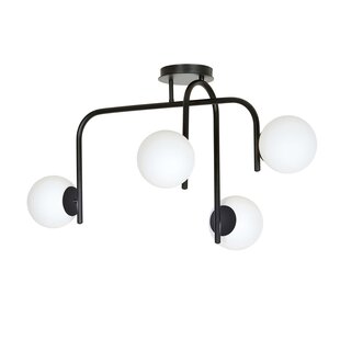 Emibig lampe de plafond noire spéciale Helsingfors avec bras courbés et 4x E14 dans une ampoule blanche