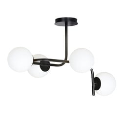 Emibig Helsingfors large black ceiling lamp with curved arms and 4x E14 in a white bulb