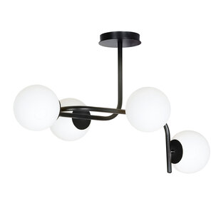 Helsingfors large black ceiling lamp with curved arms and 4x E14 in a white bulb