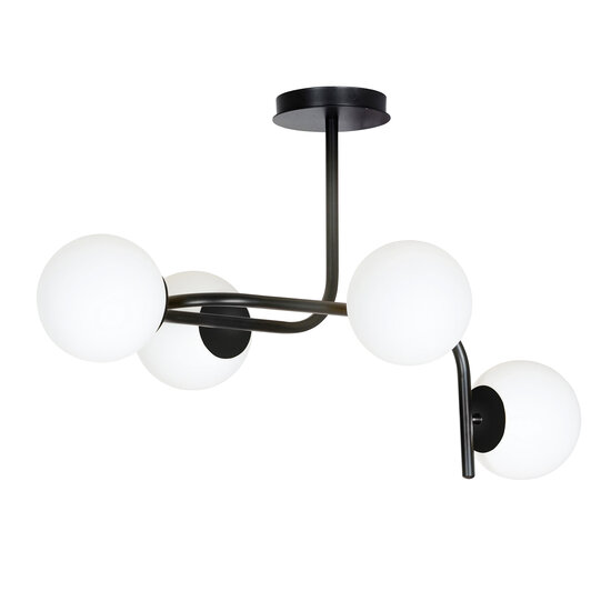 Emibig Emibig lámpara de techo negra grande Helsingfors con brazos curvados y 4x E14 en una bombilla blanca - Iluminación perfecta para cualquier espacio