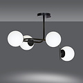 Emibig Emibig Helsingfors grote zwarte plafondlamp met gebogen armen en 4x E14 in een witte bol - Perfecte verlichting voor elke ruimte