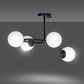 Helsingfors large black ceiling lamp with curved arms and 4x E14 in a white bulb